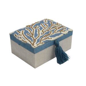 Ty Pennington Blue Fabric Decorative Box Tassel 4x7 At Home